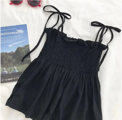 Sexy Tank Top Bow Halter Crop Tops Women Summer Folds Camis Backless Camisole Casual Bandage Tee Female Sleeveless Cropped Vest