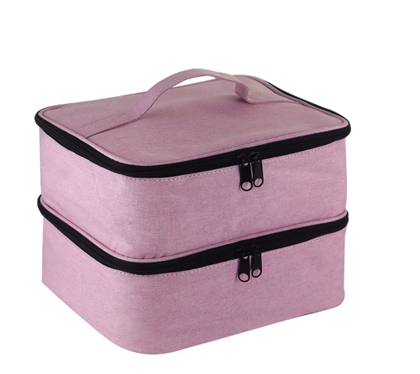 Double Layer Nail Polish Organizer Holds Nail Lamp 30 Bottles Portable Nail Polish Bag Organizer