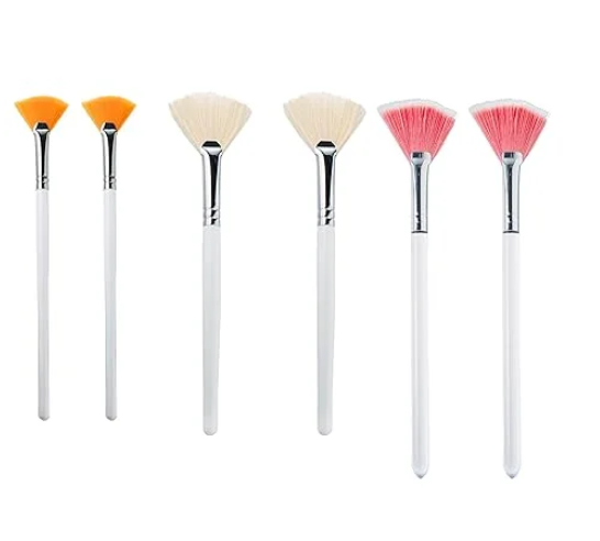 fan mask brush set of 6 pieces mask application fan brush glycolic fan brush boar head fan brush