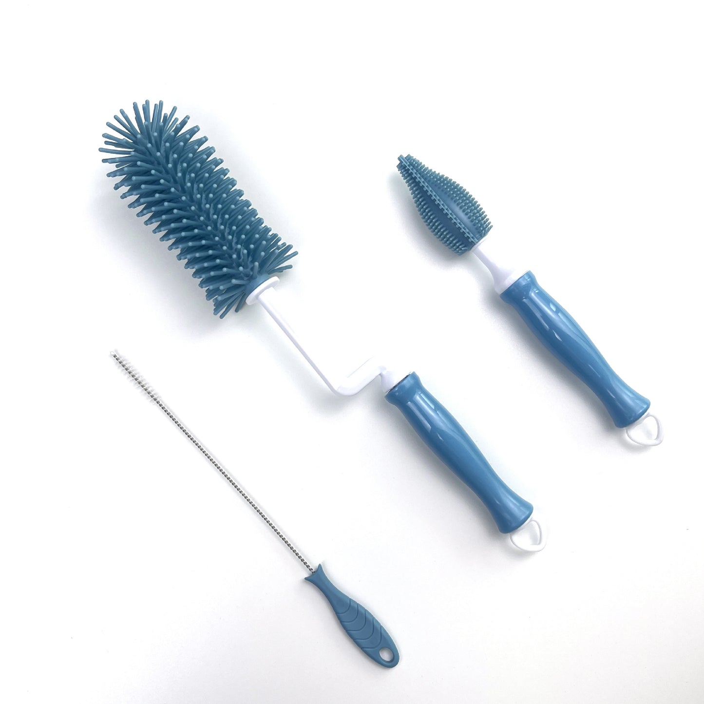 Baby Silicone Bottle Brush 360° Rotating Baby Nipple Brush Head Kitchen Multi-Purpose Cleaning Brush 3-Piece Set