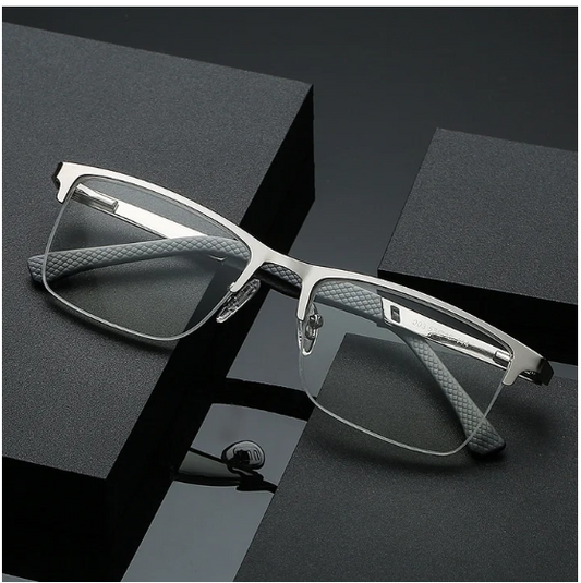 Metal Reading Glasses Half Frame Men Women Blue Light Blocking Readers Stainless Steel UV400 Lens Clear Presbyopia