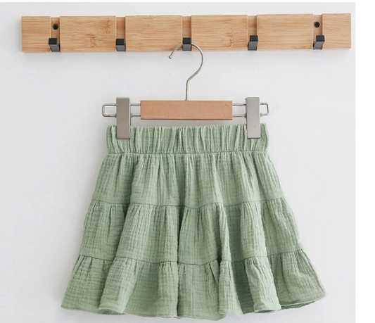 100% Cotton Girls Ruffle Skirt 2022 Summer New Toddler Baby Girl Casual Solid Sweet And Cute Children's Mini Skirts TZ69