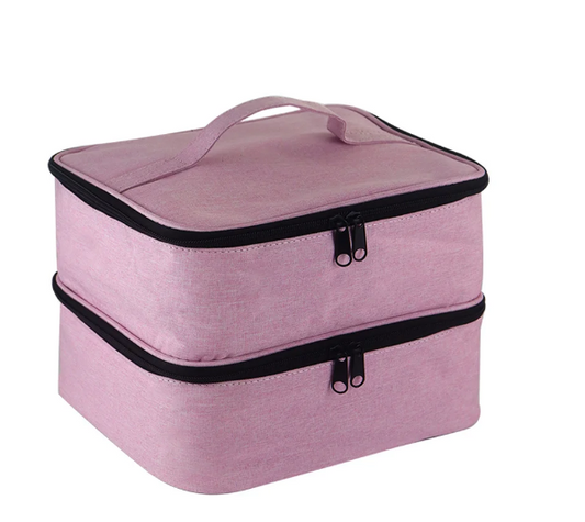 Double Layer Nail Polish Organizer Holds Nail Lamp 30 Bottles Portable Nail Polish Bag Organizer