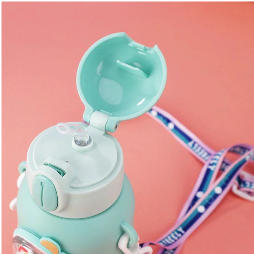 600ml Water Bottles for Children With Straw Cute Large Capacity Kawaii Cartoon Student School Travel Kids BPA Free Drinking Cup