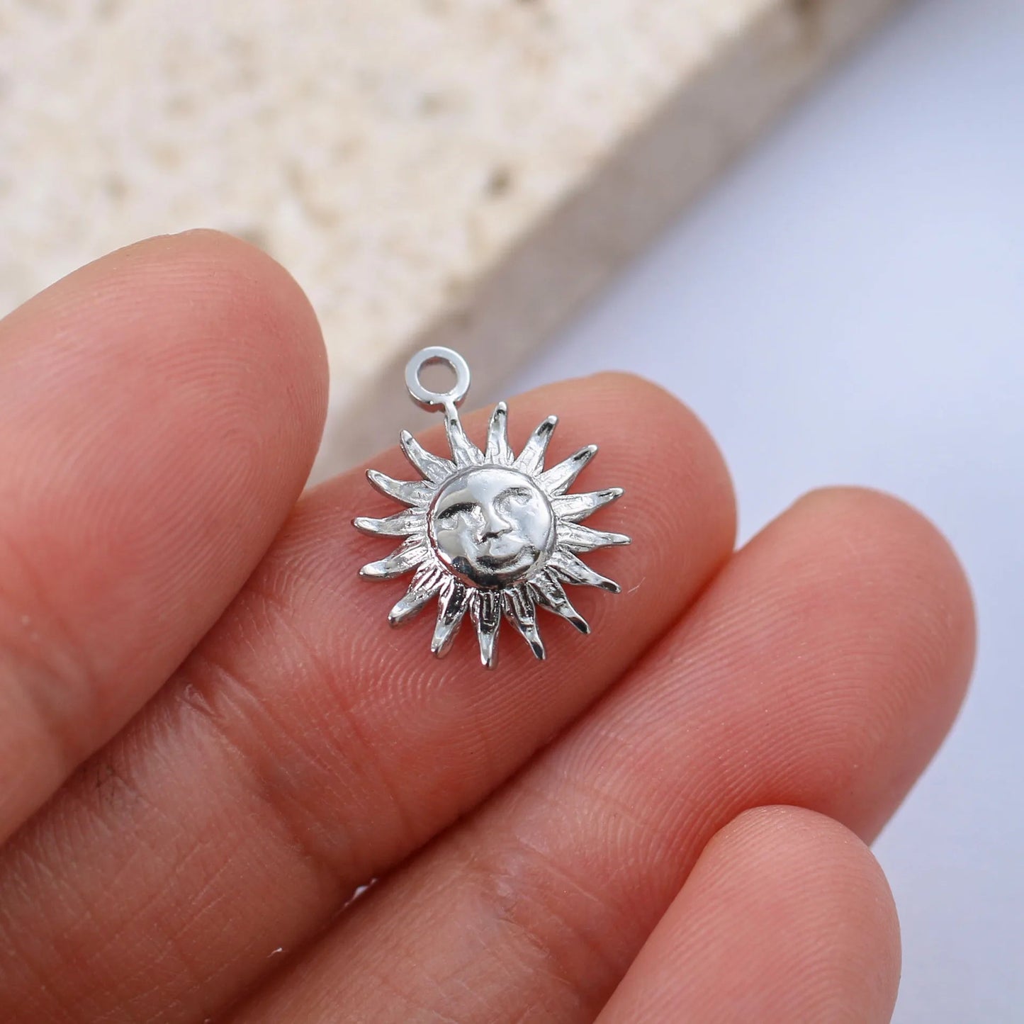 3Pcs/Lot Sun Smile Face Pendants Stainless Steel Celestial Dangle Charms DIY Bracelet Earring Jewelry Making Supplies Wholesale